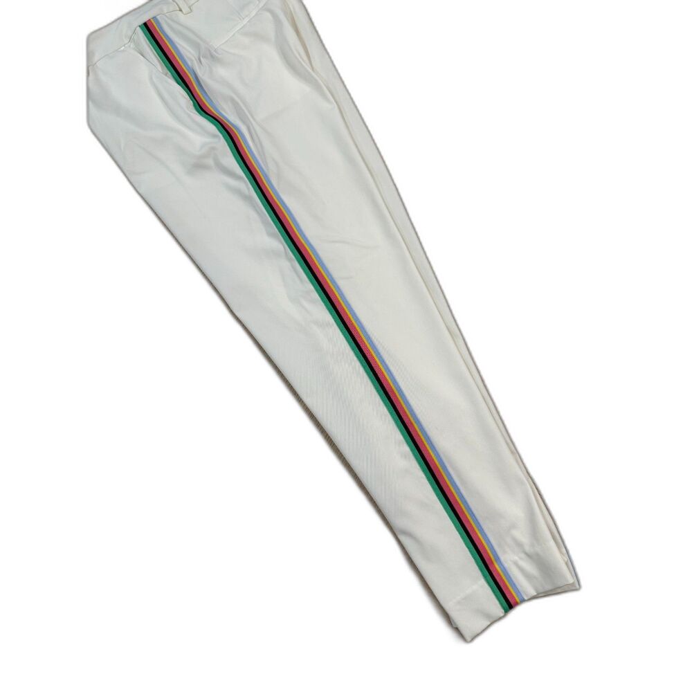 G/FORE Tux Luxe 4-Way Stretch Golf Pants Snow White Rainbow Stripe G4LS23B123